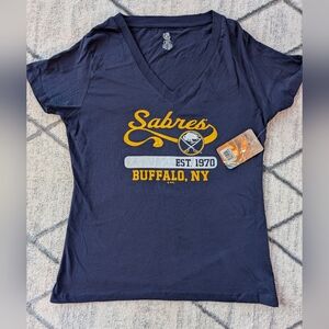 NWT Buffalo Sabres Women's Blue V-Neck Tee - NHL Fan Apparel Women's Large